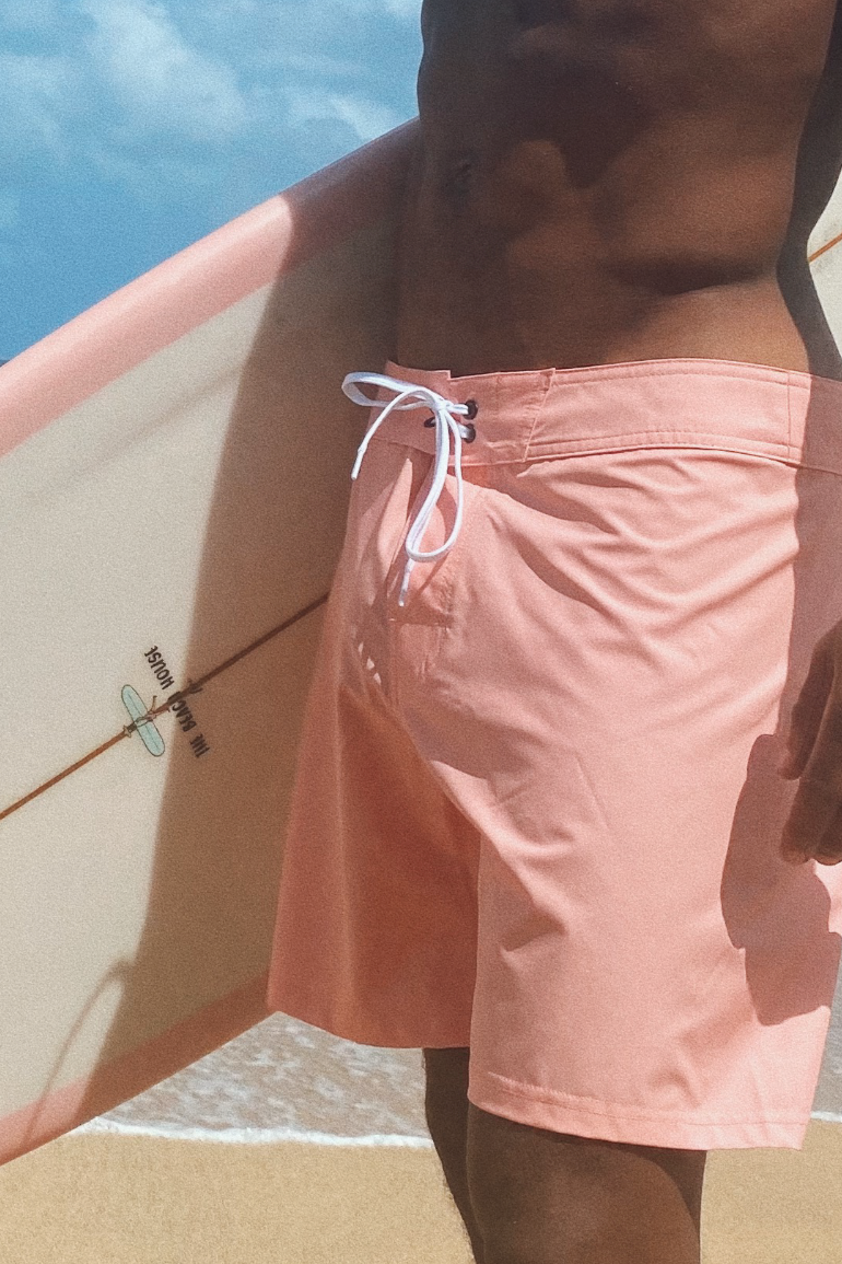 Retro board short smooth pink