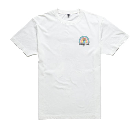 Tee-shirt blanc rainbow illustration made in france créateur surf 